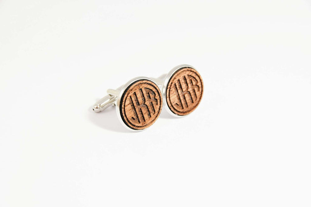 Monogram engraved mens cufflinks