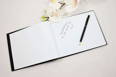 Laurel wreath gold engraved wood guest book