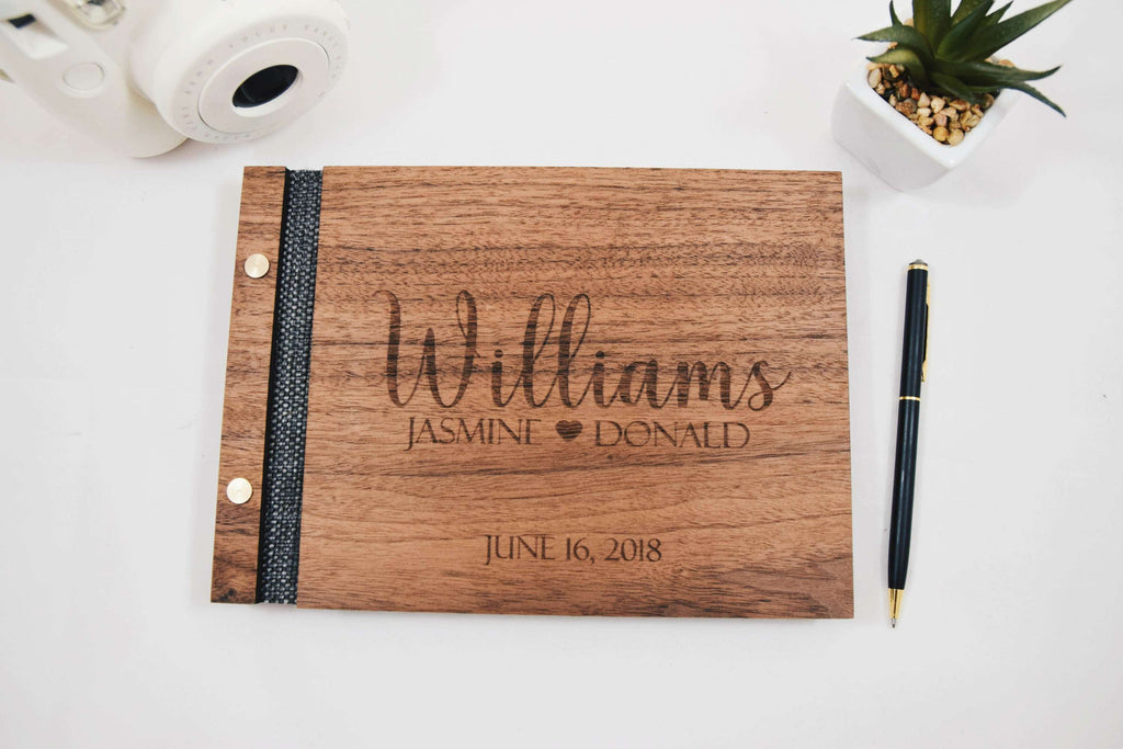 Personalized unique walnut wood guest book