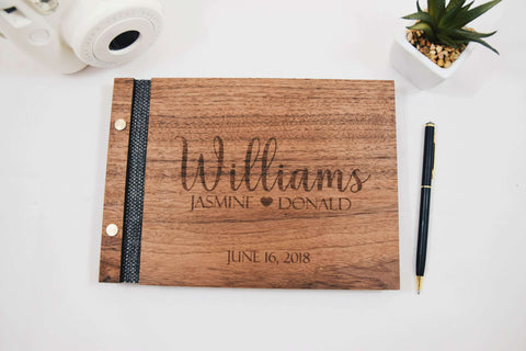 Personalized unique walnut wood guest book