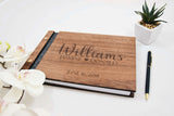 Personalized unique walnut wood guest book