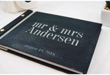 Black and silver wedding wood guest book