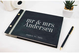 Black and silver wedding wood guest book