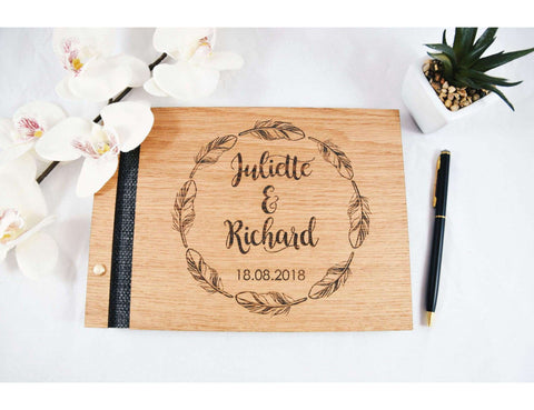 Feather wreath guest book