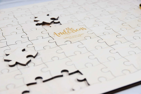Personalized wedding guest book puzzle