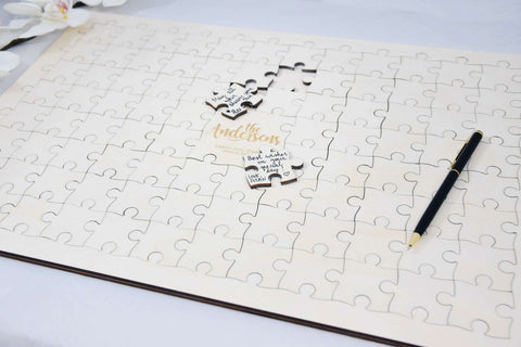 Personalized wedding guest book puzzle